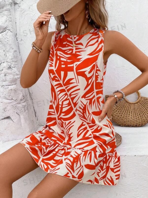 Vestido recto sin mangas estilo vacacional para mujer con nudo en la espalda - Imagen 3