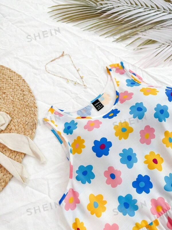 Blusa De Tirantes Con Dobladillo De Volantes Estampado Con Flores - Imagen 3