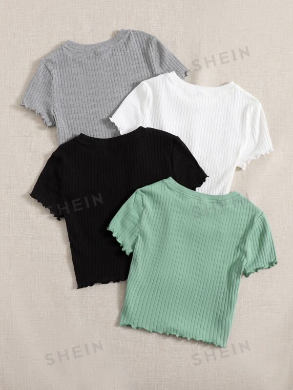Camiseta ribete en forma de lechuga tejido de canalé - Imagen 3