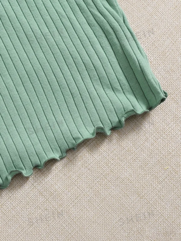 Camiseta ribete en forma de lechuga tejido de canalé - Imagen 4
