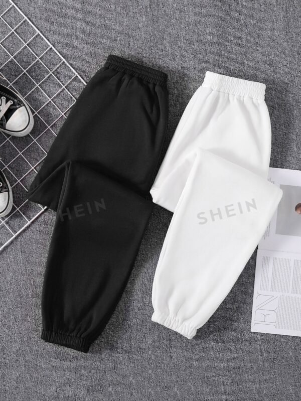 Pantalones deportivos unicolor de cintura elástica térmico - Imagen 3