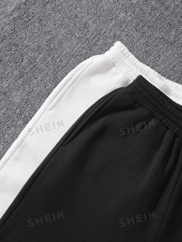 Pantalones deportivos unicolor de cintura elástica térmico - Imagen 2