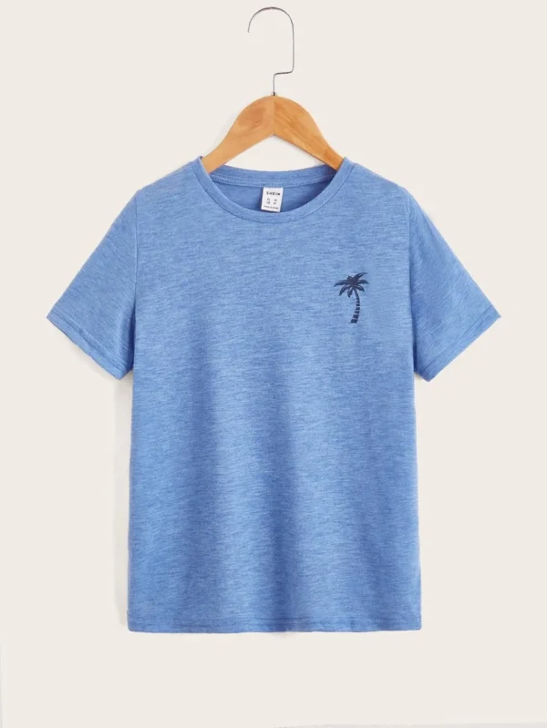 Camiseta De Impresión De Árbol De Coco Para Niño En Edad Intermedia