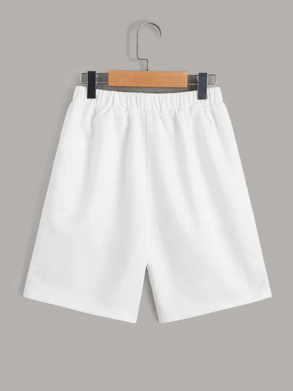 Pantalones Cortos De Cintura Elástica Con Patrón De Espina De Pez - Imagen 3