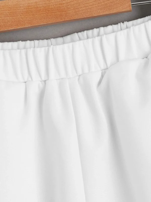 Pantalones Cortos De Cintura Elástica Con Patrón De Espina De Pez - Imagen 2