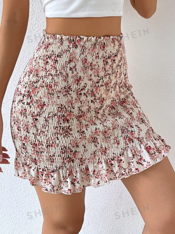 Falda con estampado floral de cintura con volante con fruncido - Imagen 2