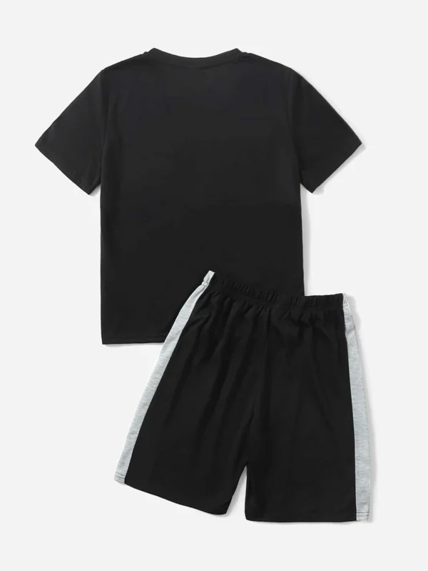 Conjunto de verano informal para niño preadolescente con camiseta de manga corta con letras - Imagen 2