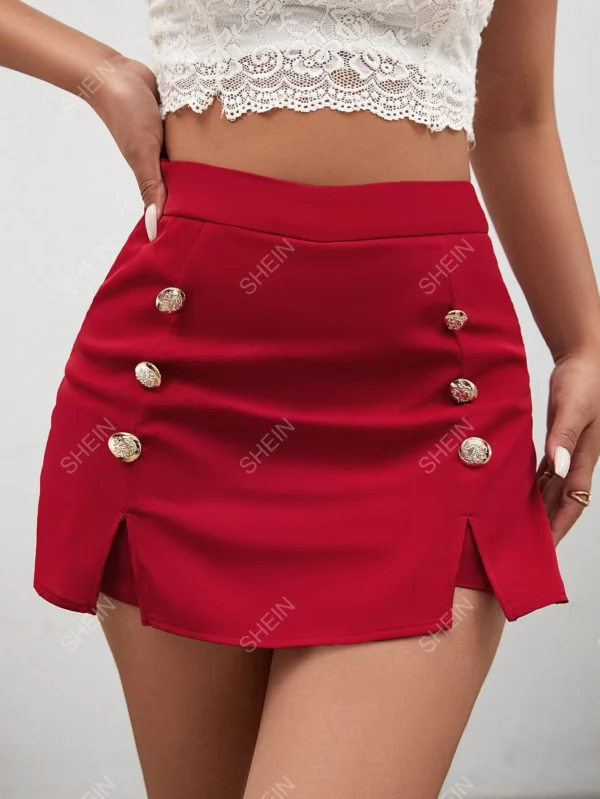 Skort de doble botonadura bajo con abertura