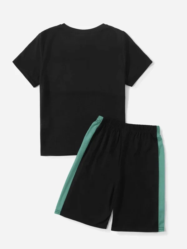 Conjunto de verano informal para niño preadolescente con camiseta de manga corta con letras - Imagen 2