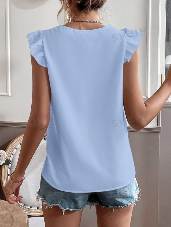Blusa ribete con encaje de manga casquillo - Imagen 3