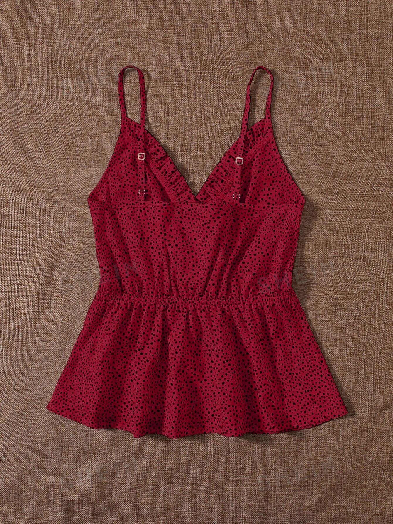 Top de tirantes ribete con fruncido con estampado - Imagen 3