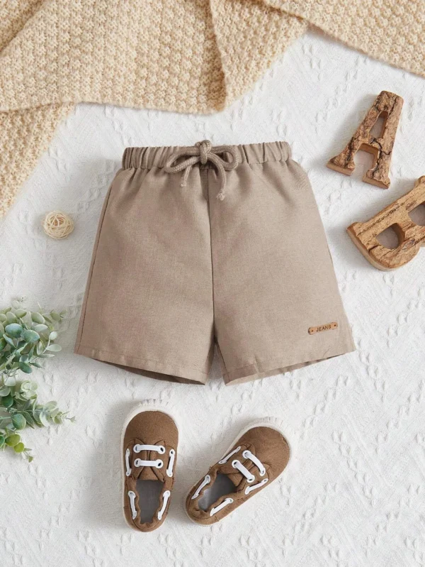 Shorts Con Nudo Frontal De Parche De Letras De Bebé Niño