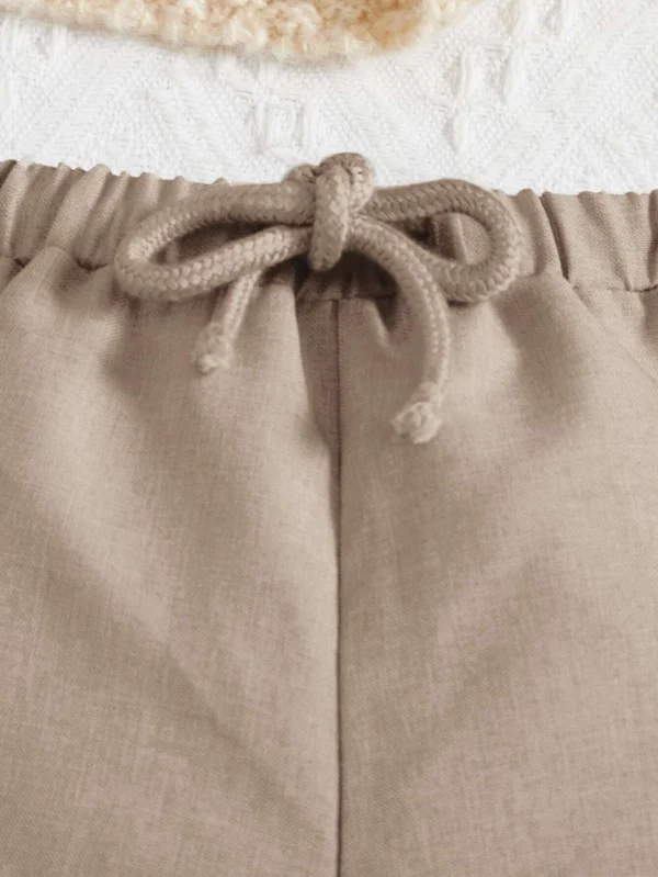 Shorts Con Nudo Frontal De Parche De Letras De Bebé Niño - Imagen 2