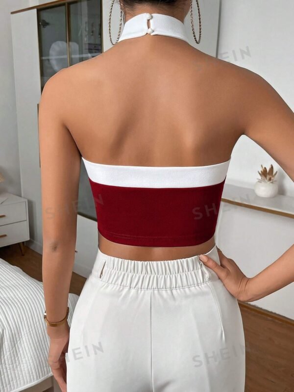 Top halter ribete en contraste - Imagen 3