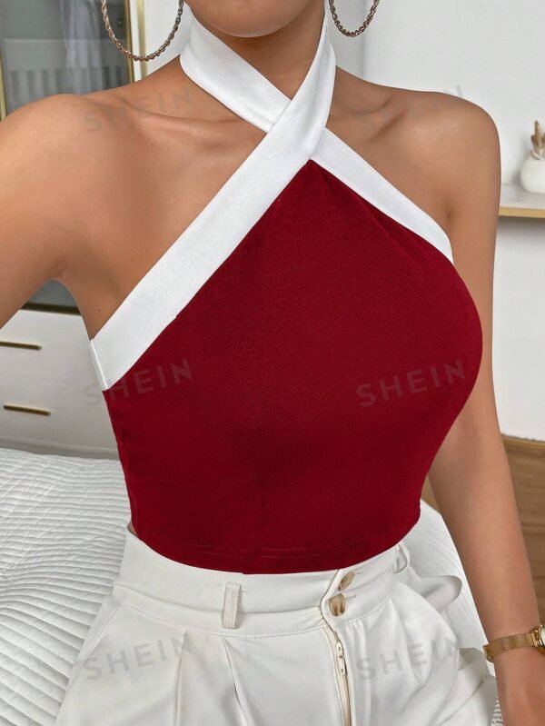 Top halter ribete en contraste - Imagen 2