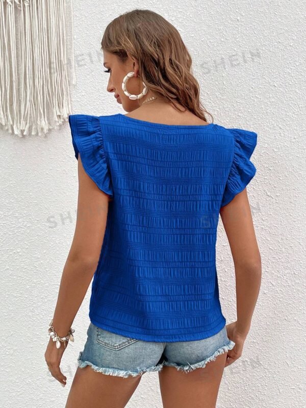 Blusa de cuello cuadrado ribete con fruncid - Imagen 3