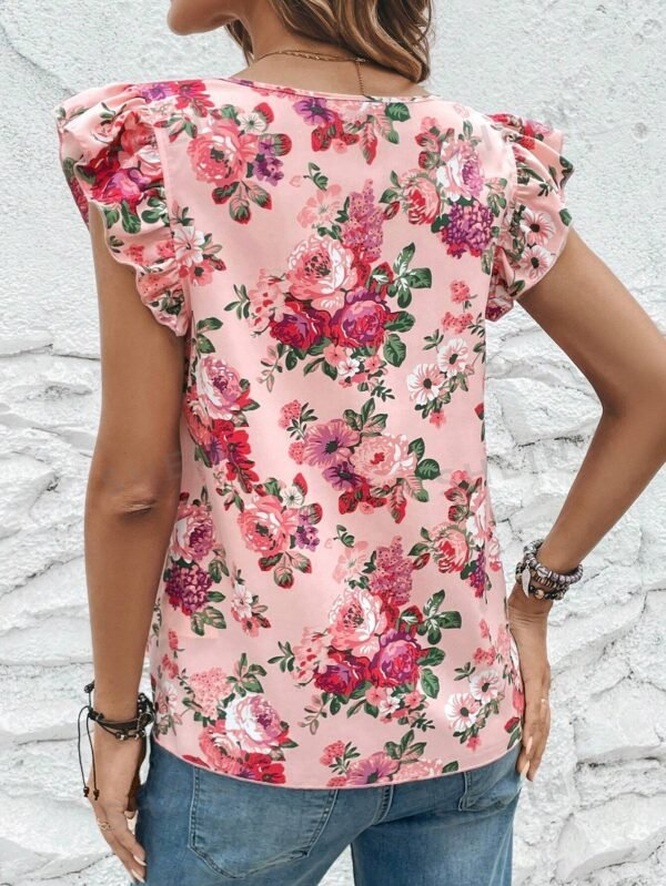 Blusa con estampado floral ribete con fruncido - Imagen 3