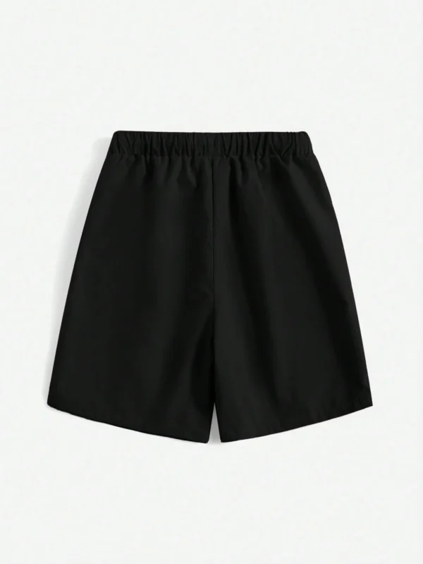 Shorts con parche de letra de cintura con cordón - Imagen 3