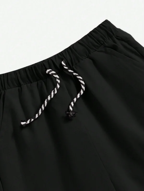 Shorts con parche de letra de cintura con cordón - Imagen 2