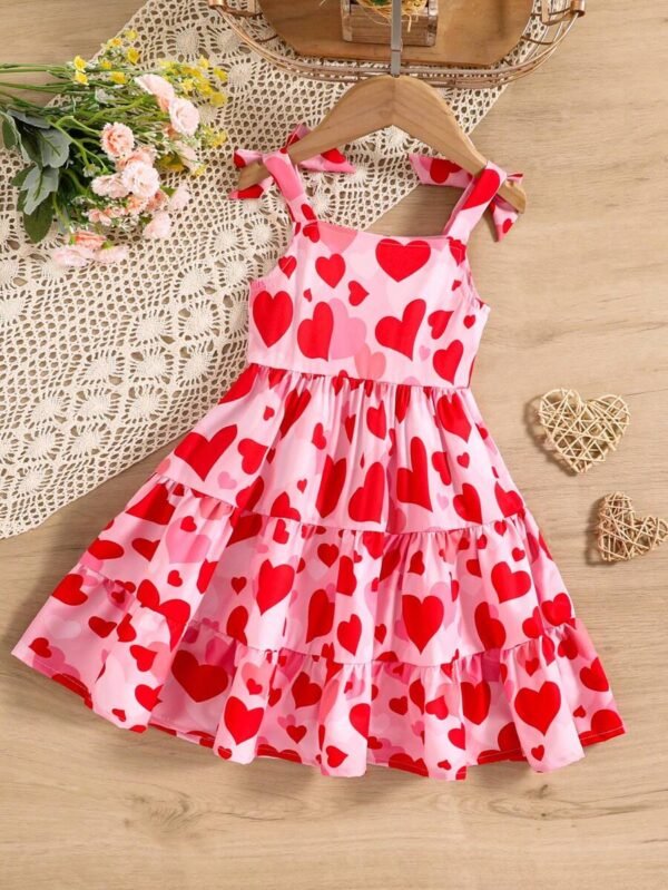Vestido de tirantes con estampado de corazones - Imagen 3