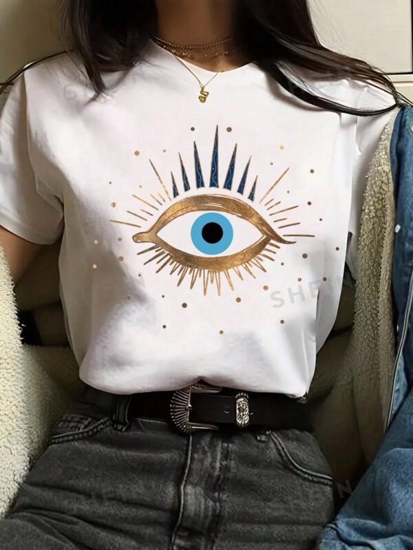 Camiseta De Manga Corta Con Estampado De Ojos