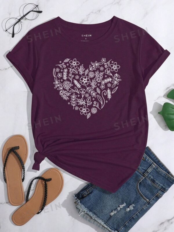 Camiseta De Manga Corta Con Estampado De Flores