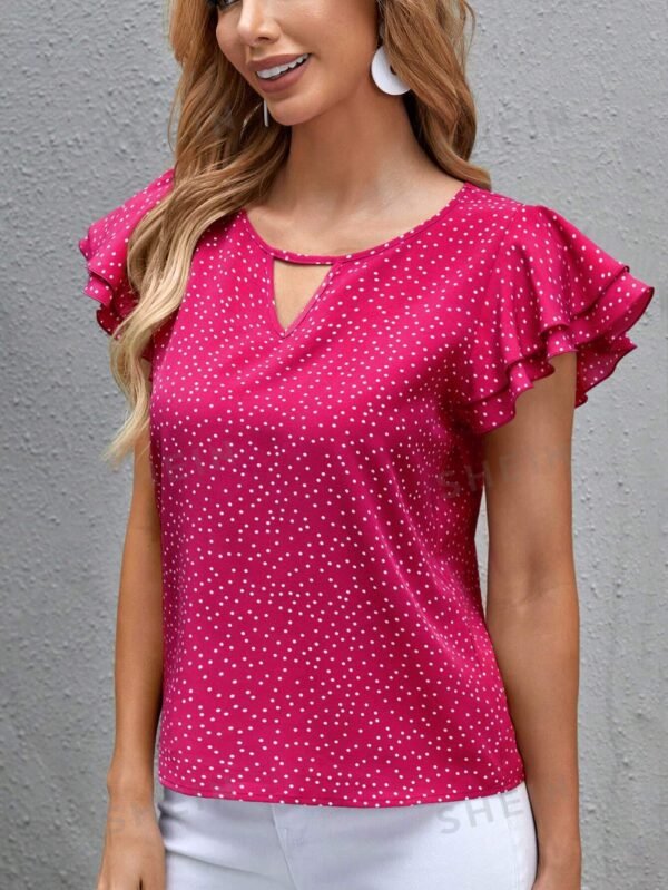 Blusa De Tejido Con Doble Capa Con Estampado De Lunares - Imagen 2