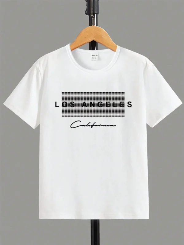 Camiseta de cuello redondo de manga corta con letras impresas