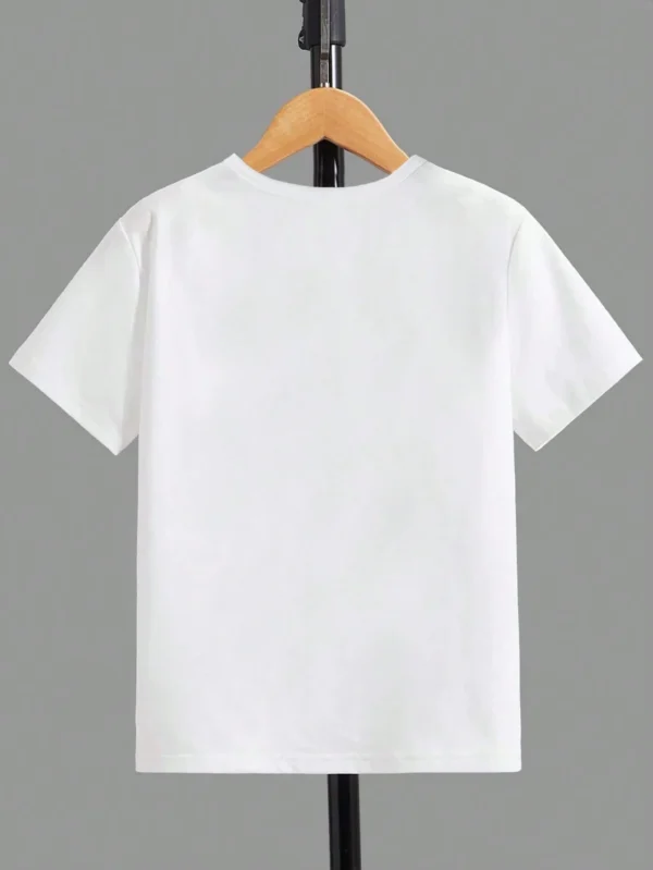 Camiseta de cuello redondo de manga corta con letras impresas - Imagen 3