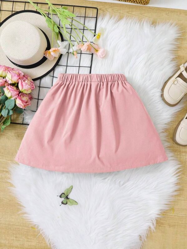 Falda plisada de unicolor con estilo dulce y fresco para niña - Imagen 3