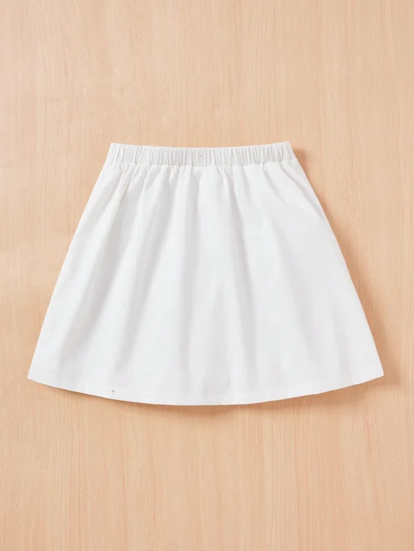 Falda Plisada De Color Sólido Dulce Y Fresca Para Niñas - Imagen 3