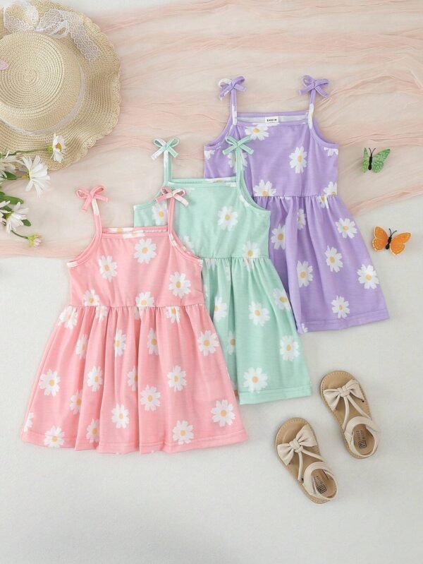Vestidos De Bebé De Niña Con Tirantes Y Estampado Floral - Imagen 3