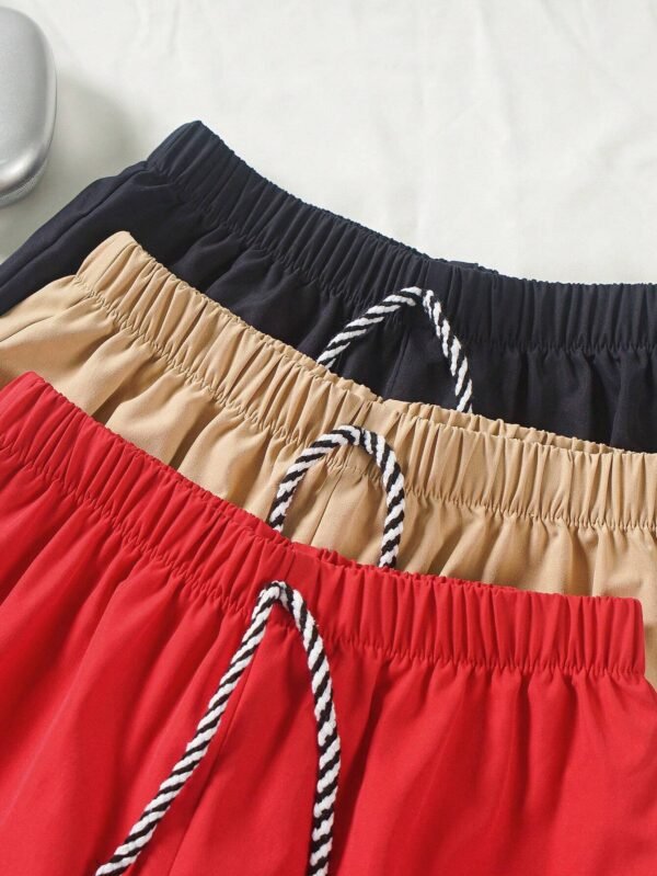 Shorts cortos tejidos de unicolor de pierna ancha en tres colores - Imagen 2
