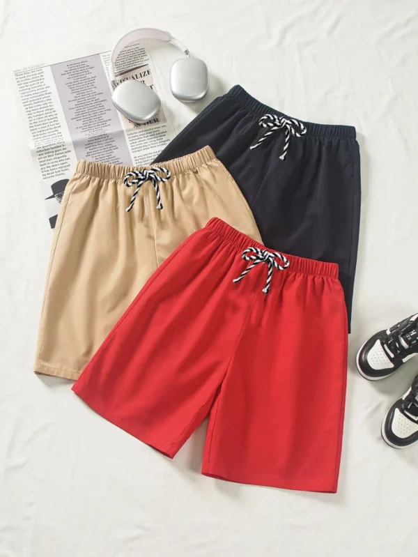 Shorts cortos tejidos de unicolor de pierna ancha en tres colores