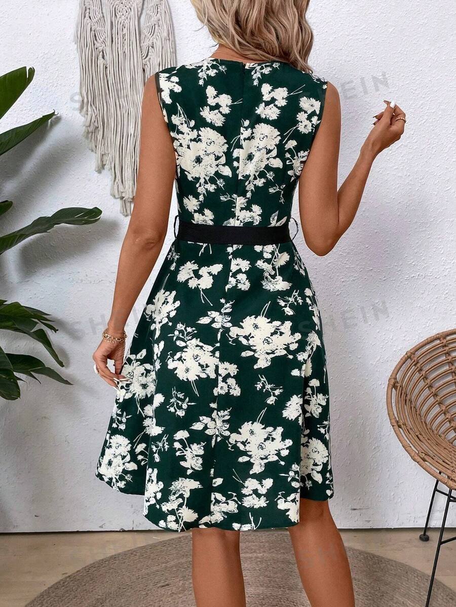 Vestido De Mujer Sin Mangas Con Estampado Floral - Imagen 2