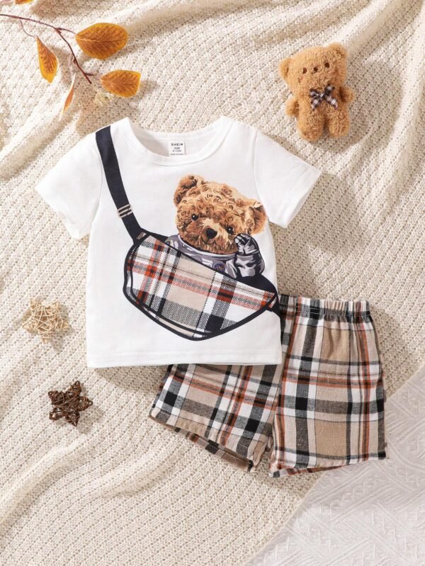 Conjunto de traje para bebé con playera con estampado de oso