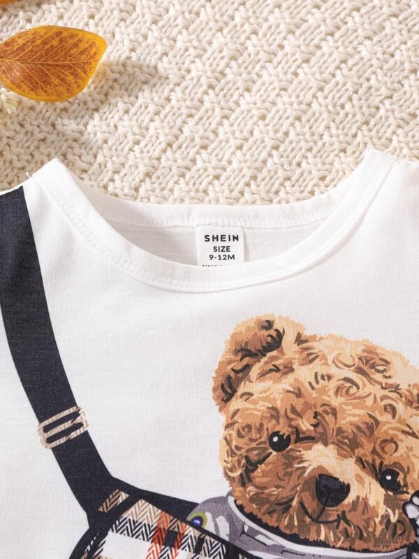Conjunto de traje para bebé con playera con estampado de oso - Imagen 2