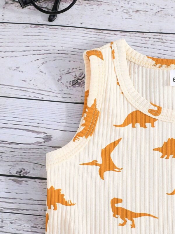 Conjunto para bebé, camiseta sin mangas con estampado de dinosaurios - Imagen 2