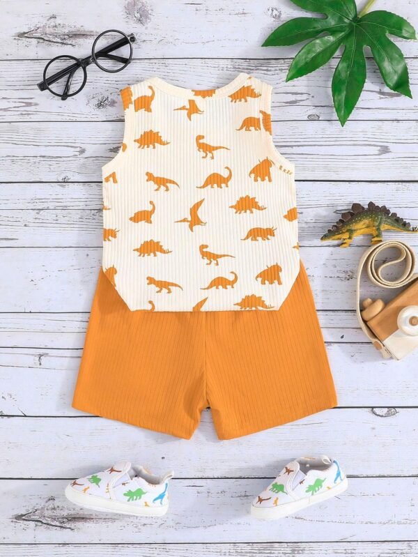 Conjunto para bebé, camiseta sin mangas con estampado de dinosaurios - Imagen 3