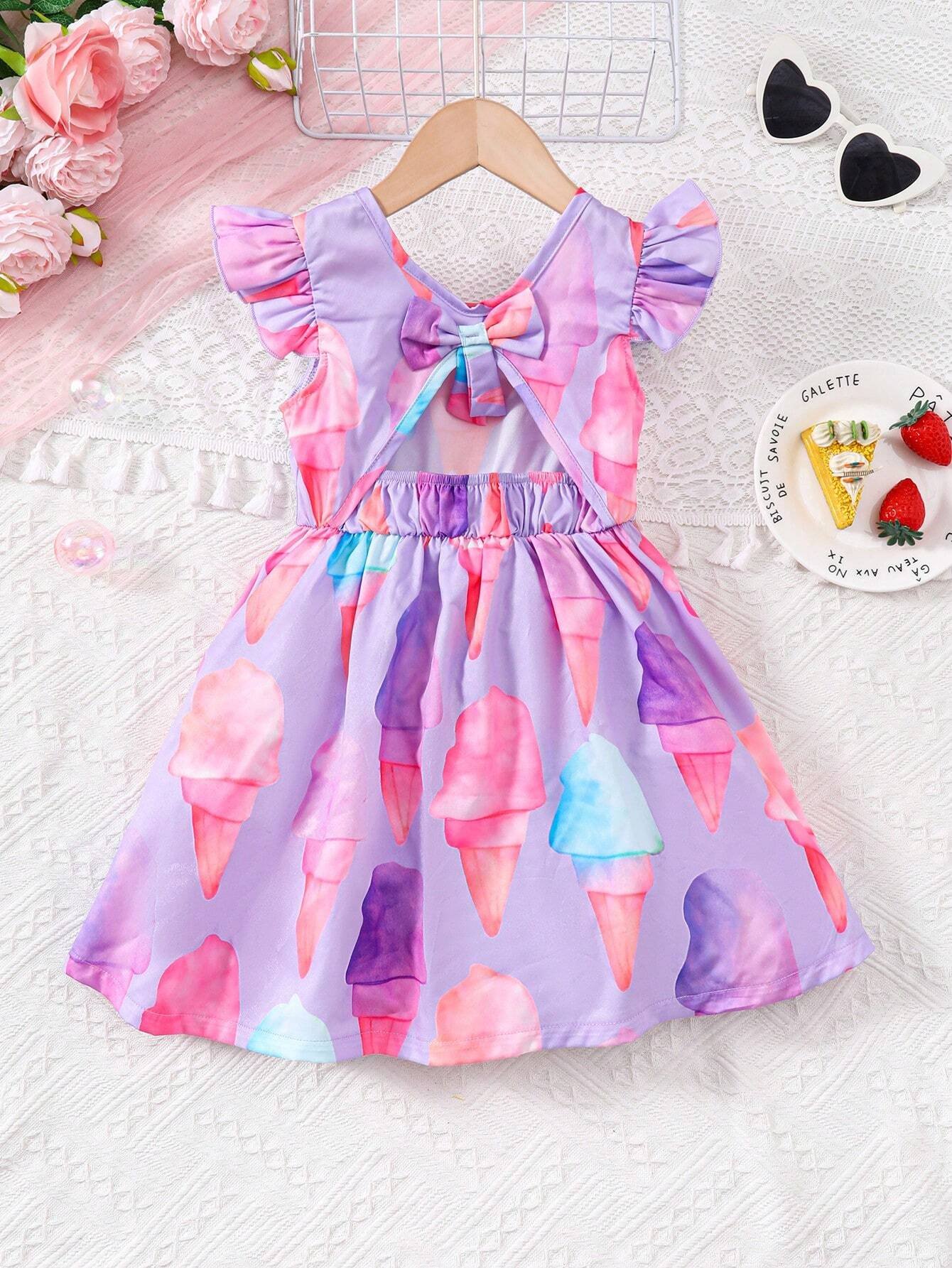 Vestido de verano elegante para niña con mangas voladoras - Imagen 2