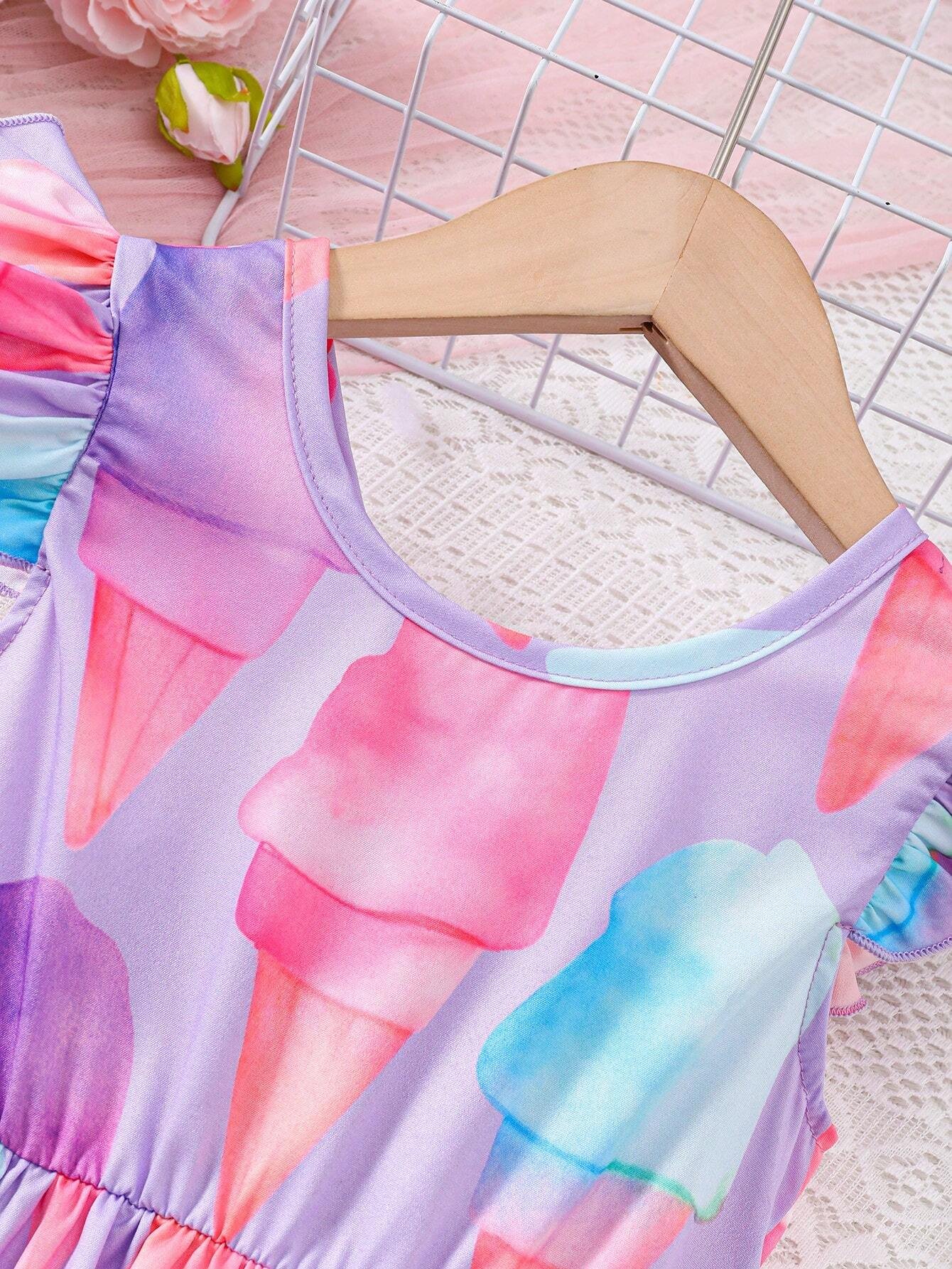 Vestido de verano elegante para niña con mangas voladoras - Imagen 3