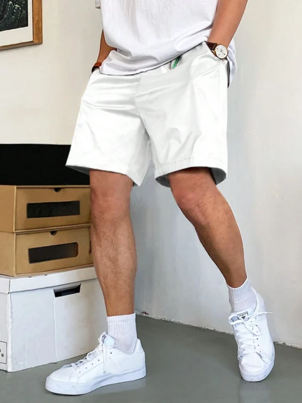 Pantalones Cortos Sueltos De Cintura Con Cordón Para Hombres Con Bolsillos Oblicuos - Imagen 3