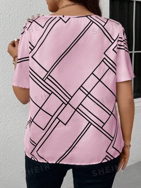 Blusa con estampado geométrico, cuello redondo - Imagen 3