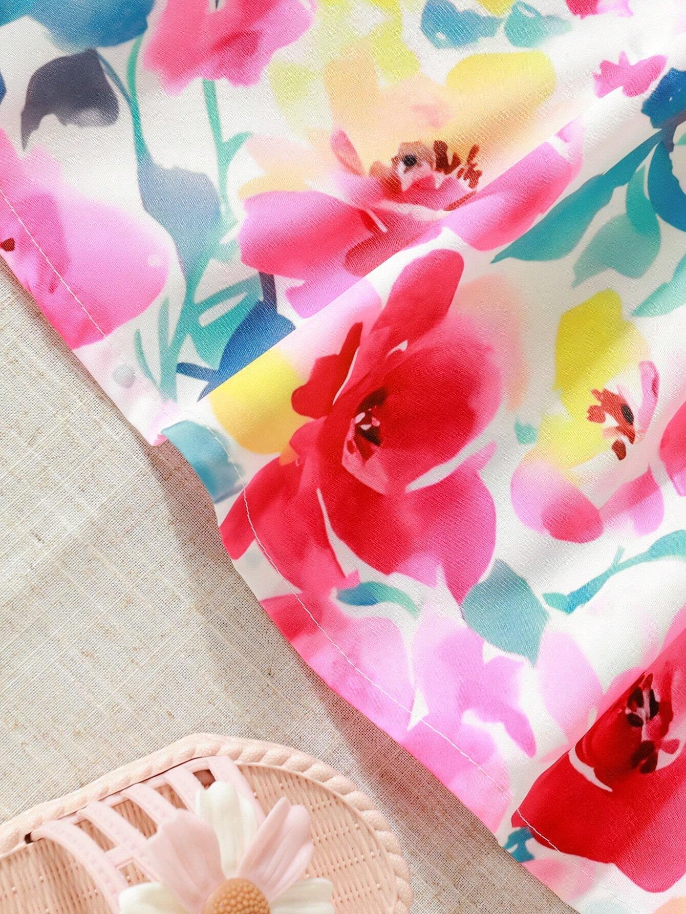 Vestido holgado de flores para niñas jóvenes para el verano - Imagen 3