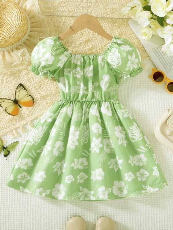 Vestido con cuello de corazón veraniego para niña - Imagen 2