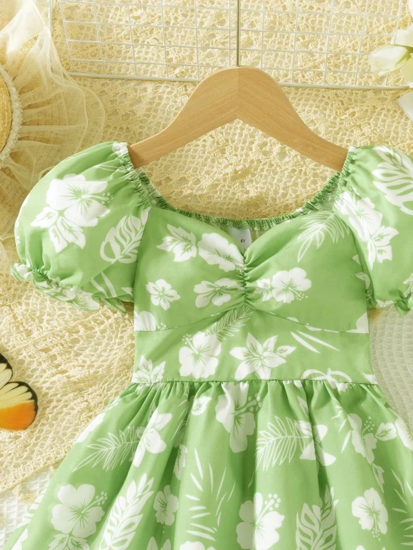 Vestido con cuello de corazón veraniego para niña - Imagen 3