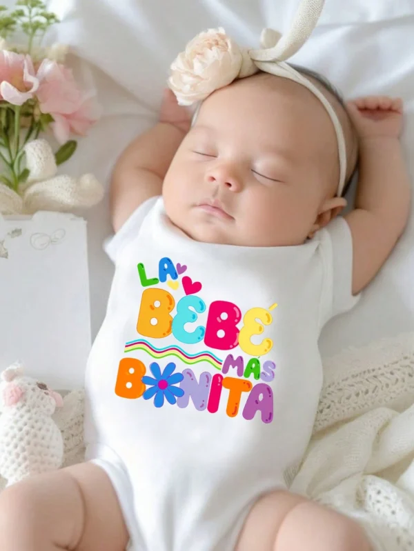 Mono de manga corta para bebé niña con estampado lindo - Imagen 3