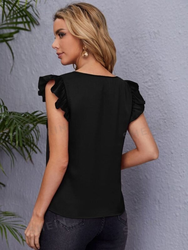 Blusa de cuello V sisa con fruncido - Imagen 2