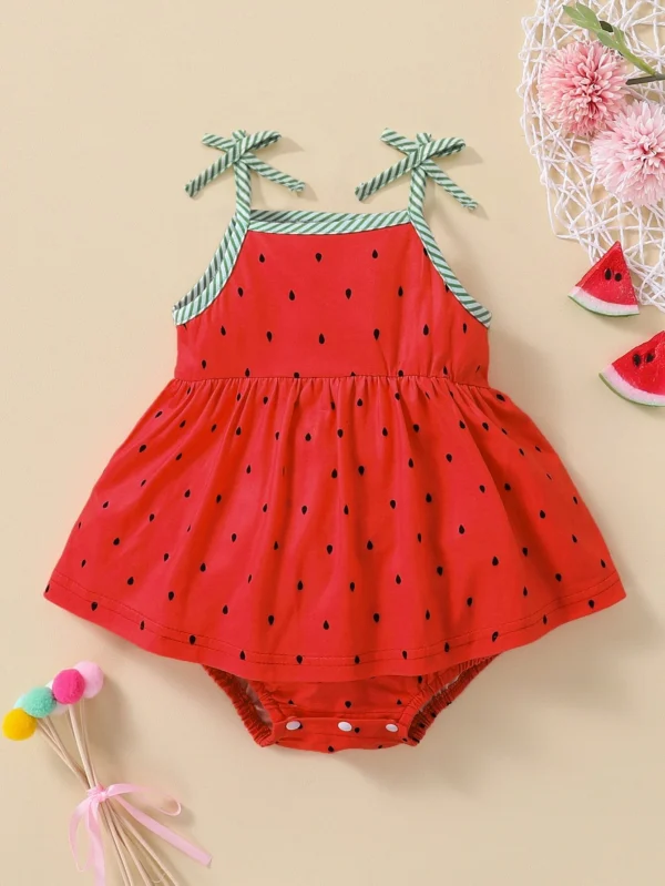 Vestido Con Bodysuit Combinado Con Hombros Descubiertos Para Bebé Niña