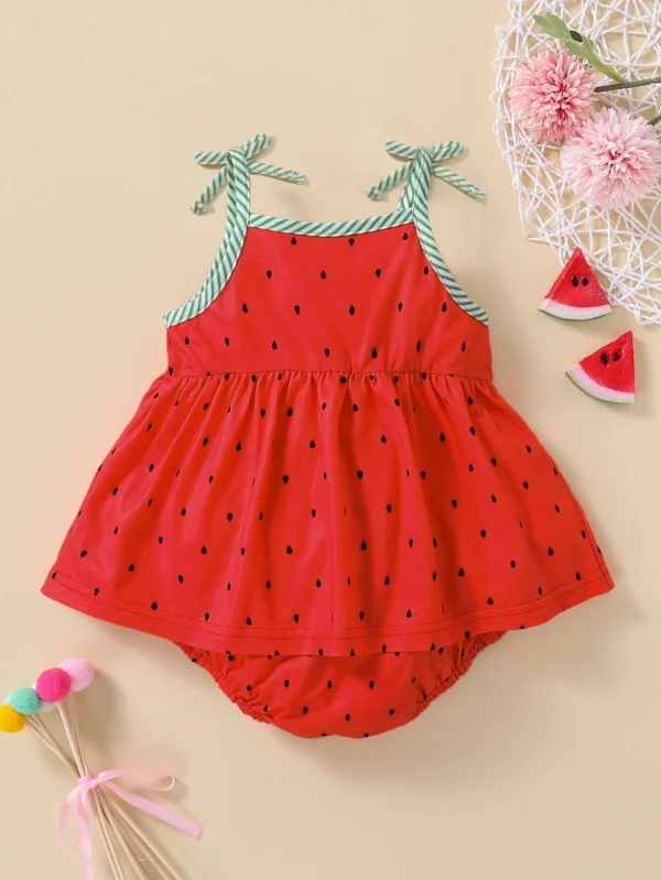Vestido Con Bodysuit Combinado Con Hombros Descubiertos Para Bebé Niña - Imagen 3